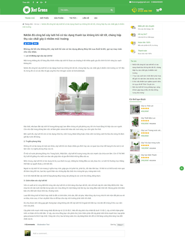 Template blogspot bán hàng Ant Green Shop